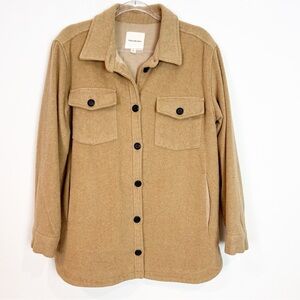 THREAD & SUPPLY CAMEL COLOR BUTTON FRONT FLEECE JACKET WOMENS SZ MEDIUM